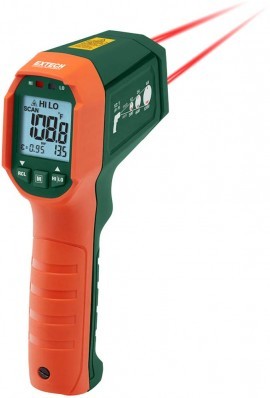 Extech IR320-NIST Dual Laser IR Thermometer, 12:1,-