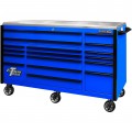 Extreme Tools EX7217RCQBLBK Roller Cabinet, 72", blue with black handles-