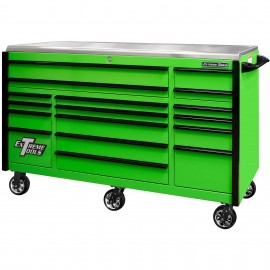 Extreme Tools EX7217RCQGNBK Roller Cabinet, 72", green w/black handles-