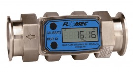 FLOMEC G2S15TQ9LMB Stainless Steel Tri-Clover Sanitary Flowmeter, 38.0-380 LPM, 1-1/2in-