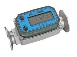 FLOMEC G2S-15-T-H Turbine Flow Brew Meter with Q9 display, stainless steel body and tri-clamp, 1-1/2", 2", not food grade-