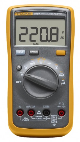 Fluke 15B+ Digital Multimeter, 1000 V, 10 A-