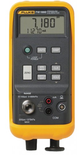 Fluke 718-100US Pressure Calibrator with Pressure Vacuum Pump,  -12 to 100 PSI-