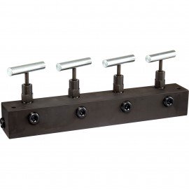 Freedom Hydraulics MANN4 Manifold Block with 4 Needle Valves, 1 in - 4 out, 3/8" NPTF-