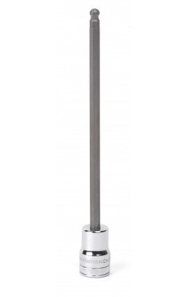 GearWrench 80443 &amp;frac38;&amp;quot; Drive Long Ball End Hex Bit Metric Socket, 5 mm, alloy steel-