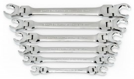 GearWrench 81911D Flex Head Flare Nut Metric Wrench Kit, 0.35 to 0.83&amp;quot;, 6-piece-
