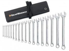 GearWrench 81917 12-Point Long Pattern Combination SAE Wrench Set, 18-piece-