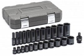 GearWrench 84919N 25-Piece Drive 6-Point Standard and Deep Impact Socket Set, SAE, 0.375&amp;quot;-