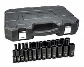 GearWrench 84949N &amp;frac12;&amp;quot; Drive 6-Point Deep Impact SAE/Metric Socket Set, 27-piece-