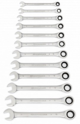GearWrench 9412 72-Tooth 12-Point Ratcheting Combination Metric Wrench Set, 12-piece-