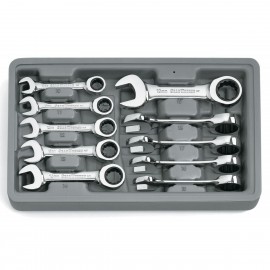 GearWrench 9520D 12 Point Stubby Ratcheting Combination Metric Wrench Set, 10 pieces-