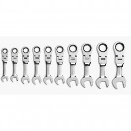 GearWrench 9550 Ratcheting Combination Wrench Set, Stubby Flex Head, 10 to 19 mm-
