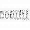 GearWrench 9550 Ratcheting Combination Wrench Set, Stubby Flex Head, 10 to 19 mm-