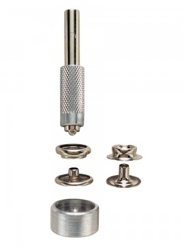 General Tools 1265 Snap Fastener Kit with 6 sets of fasteners and a 2-piece setting tool-