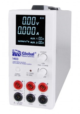 Global Specialties 1403 Triple-Output Switching DC Power Supply, 100 W-