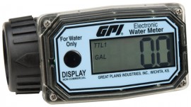 GPI 113255-4 (01N31GM) 1" NPT Nylon Water Flow Meter, 3 to 30 GPM-