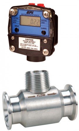 GPI GSCP-200202-5 Turbine Meter with Sanitary Clamp, Standard Display, 33-330 GPM-