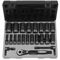 Grey Pneumatic 82222D Duo Socket Set, ½" Drive, 12-Point Deep, 3/8 to 1-1/2", 19 Pieces-