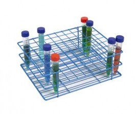 Heathrow Scientific 120765 Coated Wire Tube Rack, 16 to 20 mm, 8 x 10 Format, Blue-