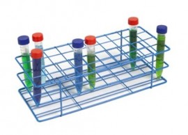 Heathrow Scientific 120767 Coated Wire Tube Rack, 22 to 25 mm, 4 x 10 Format, Blue-