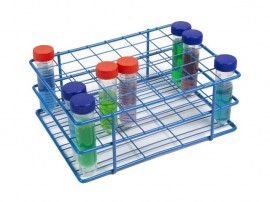Heathrow Scientific 120770 Coated Wire Tube Rack, 25 to 30 mm, 6 x 8 Format, Blue-