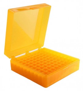 Heathrow Scientific HS120204 Microtube Storage Box, 100 Wells, Orange-