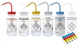 Heathrow Scientific HS120254 Wash Bottles, Methanol, Green-