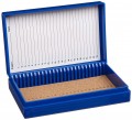 Heathrow Scientific HS15989A 25 Place Premium Microscope Slide Box, Cork, Blue-