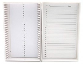 Heathrow Scientific HS15989R 25 Place Premium Microscope Slide Box, Foam, White-