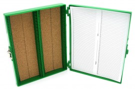 Heathrow Scientific HS15994B 100 Place Premium Microscope Slide Box, Cork, Green-