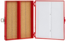 Heathrow Scientific HS15994C 100 Place Premium Microscope Slide Box, Cork, Red-