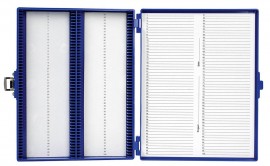Heathrow Scientific HS15994M 100 Place Premium Microscope Slide Box, Foam, Blue-