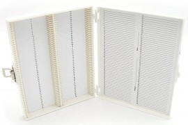 Heathrow Scientific HS15994R 100 Place Premium Microscope Slide Box, Foam, White-