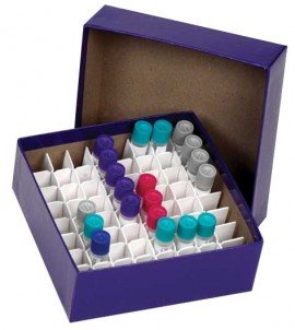 Heathrow Scientific HS2860CB Cardboard Cryogenic Vial Boxes, Blue, 12-pack-