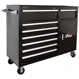 Homak BK04056082 H2PRO Series Roller Cabinet, 56", 8-drawer, black-