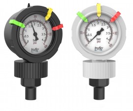 Icon Process Controls BAG-PP-0-30 3&quot; Pressure Gauge and Isolator with teflon diaphragm, PP, 1/2&quot; FNPT, 0 to 30 psi-