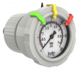 Icon Process Controls OBS Series Pressure Gauge, 0 to 60 psi, 2.5&amp;quot; dial, &amp;frac12;&amp;quot; FNPT back, PVC housing-
