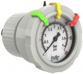 Icon Process Controls OBS-B-PF-0-200 2-1/2&quot; Center Mount Pressure Gauge and Isolator with teflon diaphragm, PVDF, 1/2&quot; FNPT, 0 to 200 psi-