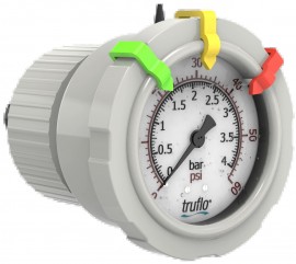 Icon Process Controls OBS-B-PP-0-15 2-1/2&quot; Center Mount Pressure Gauge and Isolator with teflon diaphragm, PP, 1/2&quot; FNPT, 0 to 15 psi-