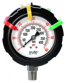 Icon Process Controls OBS-DGO Series Pressure Gauge, 0 to 160 psi, 2.5&amp;quot; dial, &amp;frac14;&amp;quot; bottom, PP housing-