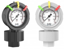 Icon Process Controls OBS-P-0-15 2-1/2" Pressure Gauge and Isolator with teflon diaphragm, PVC, 1/2" FNPT, 0 to 15 psi-