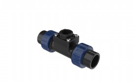 Icon Process Controls TUPA-PF-7 3/4" True Union Tee Fitting, PVDF, Threaded End connection-