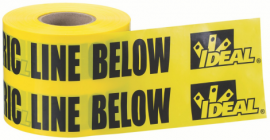 IDEAL Industries 42-152 Non-Detectable Underground Tape, "Caution Buried Electric Line Below", 6", yellow-