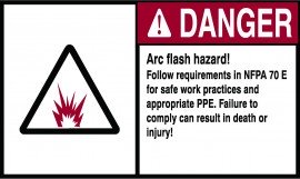 IDEAL Industries 44-894 Danger Label, nec arc flash, 5 x 7", adhesive-