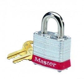 IDEAL Industries 44-907 Steel Padlock, 2&quot; shackle, red-