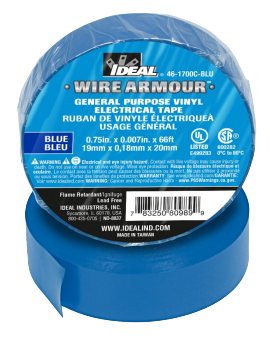 IDEAL Industries 46-1700C-BLU Wire Armour&amp;reg; General Purpose Colour Coding Tape, 3/4&amp;quot;, Blue-
