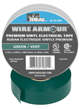 IDEAL Industries 46-35-GRN Wire Armour&amp;reg; Premium Grade Colour Coding Tape, 3/4&amp;quot; x 60&amp;#39;, Green-