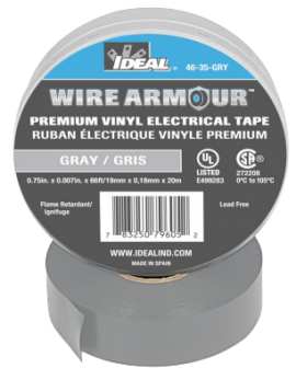 IDEAL Industries 46-35-GRY Wire Armour&amp;reg; Premium Grade Colour Coding Tape, 3/4&amp;quot; x 60&amp;#39;, Grey-