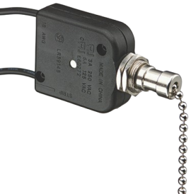 IDEAL Industries 774,035 All-Angle Pull Chain Wire Switch, AA Lever, SPST, On-Off, Wire Leads, Nickel-