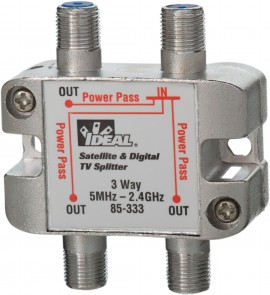 IDEAL Industries 85-333 3-Way Satellite and Digital TV Splitter, 2.4 GHz-